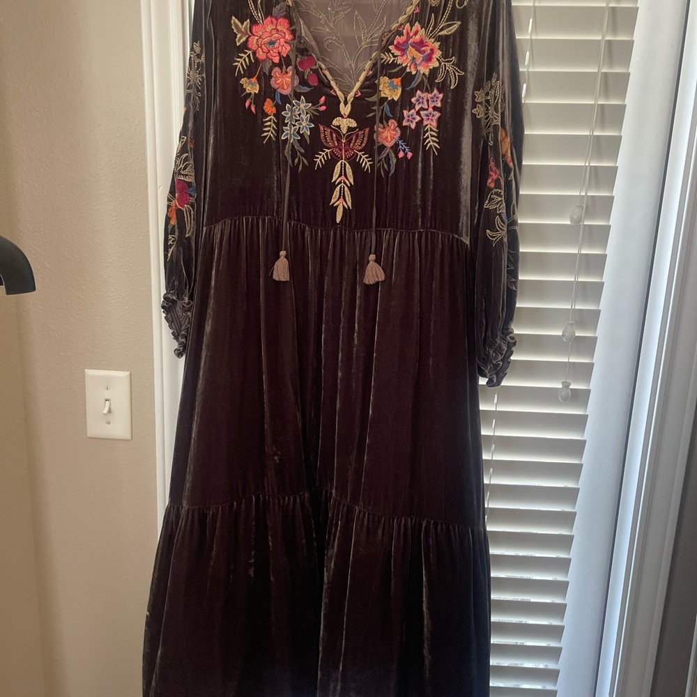 Embroidered Velvet Dress by Johnny Was